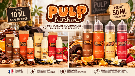 Pulp Kitchen : présentation des e-liquides 10 ml et 50 ml de la gamme Pulp