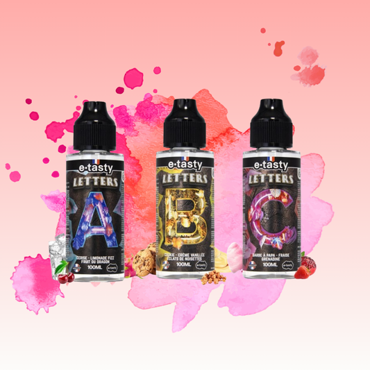 Découvrez les nouveaux e-liquides Letters A, B et C de E.Tasty en 100ml