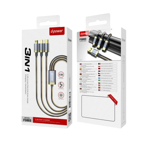 Cable 3 en 1 Charge rapide - D-Power